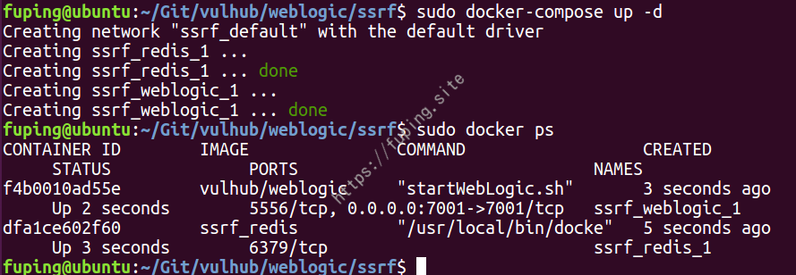 启动WebLogic SSRF环境